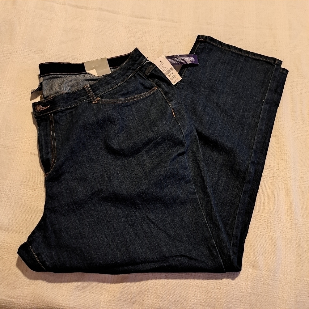 Catherine's women's size 24W dark wash stretch straight leg jeans, New